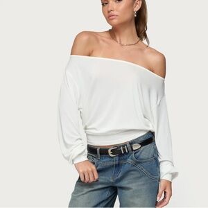 Edikted Cream Off-Shoulder Top